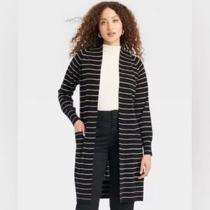 NWT A New Day Black and White Striped Cardigan Size Medium